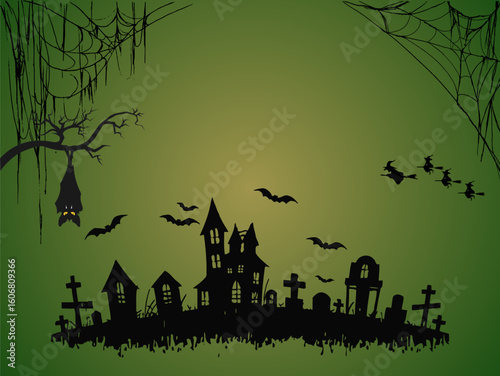 halloween background with haunted house