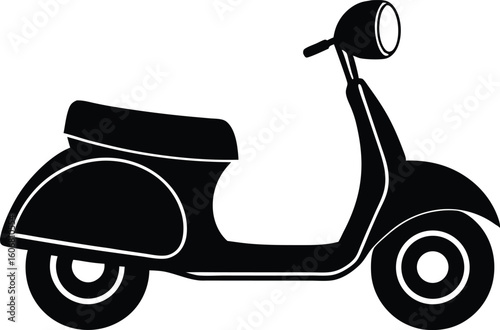 Scooter with helmet placed on seat in modern transportation concept Vector illustration