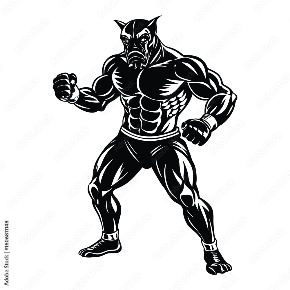 Fototapeta premium Vector a boxer stand with pose vector silhouette on white background