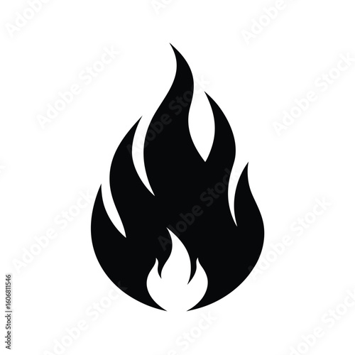 Black fire flame silhouette icon graphic