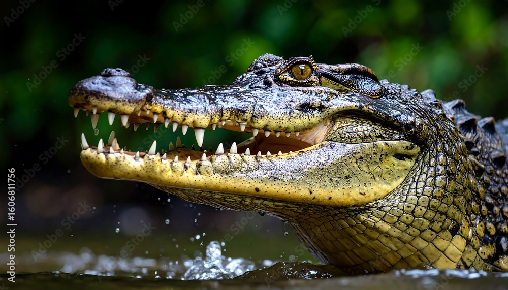 Fototapeta premium Close-up of a crocodile's head emerging from water