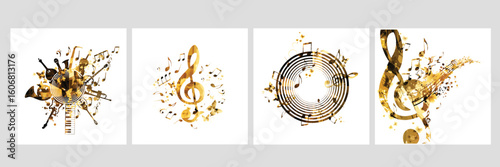 Music background with colorful music notes vector illustration design. Artistic music festival poster, live concert events, party flyer, music notes signs and symbols	