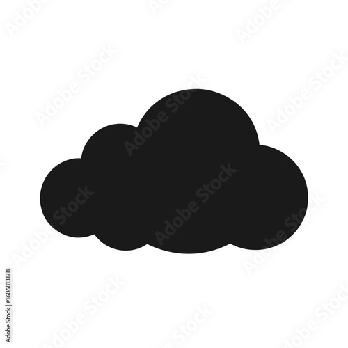 Black silhouette of a single fluffy cloud