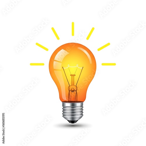 Glowing Light Bulb Illustration Symbolizing Idea Innovation and Creativity on White Background