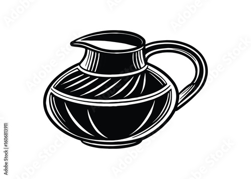 Silhouette of clay jug isolated on a white background
