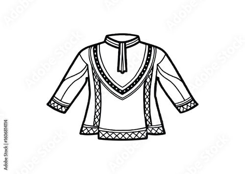 Silhouette of churidar kameez isolated on a white background