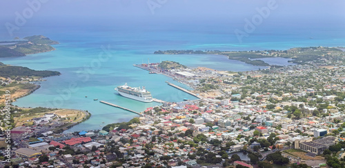 Obraz na plátně An aerial view of the harbour and the centre of St John's, Antigua and Barbuda, West Indies