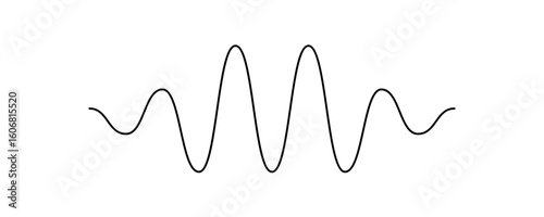 Continuous thin line sound wave icon. One line art audio symbol, single outline soundwave