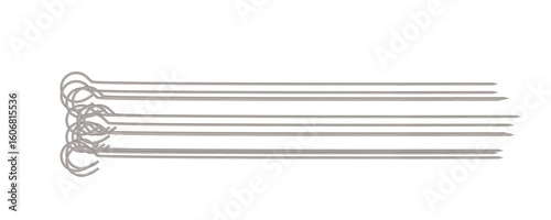 Metal skewer sticks vector icon. Empty steel barbecue utensils, new bbq sticks