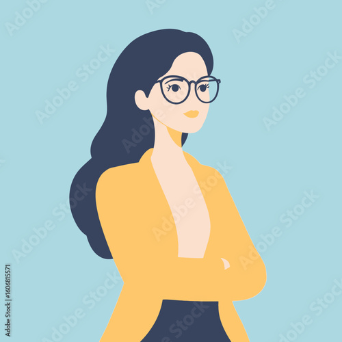 Bbusinesswoman upper body character. flat design style minimal vector illustration