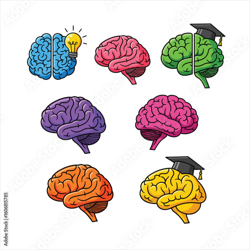Colorful brain illustrations for education use  