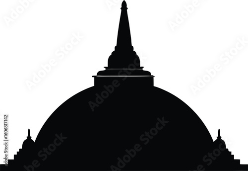 Sri Lanka stupa Buddhist temple silhouette vector illustration