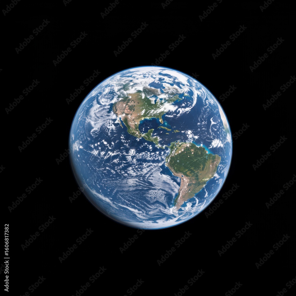 Stunning View of Earth from Space Featuring Blue Oceans and Green Land Stunning View of Earth from Space Featuring Blue Oceans and Green Land
