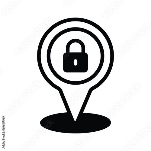 A modern glyph icon of marked private location