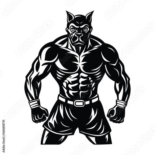 Vector a boxer stand with pose vector silhouette on white background