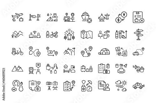 Travel and Navigation Icon Set for GPS, Adventure and Location Apps