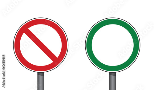 forbidden and allowed sign template isolated vector illustration