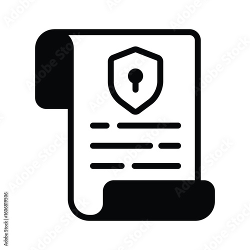 A captivating glyph icon of locked safe document