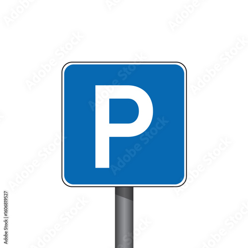 blue traffic sign parking isolated vector illustration