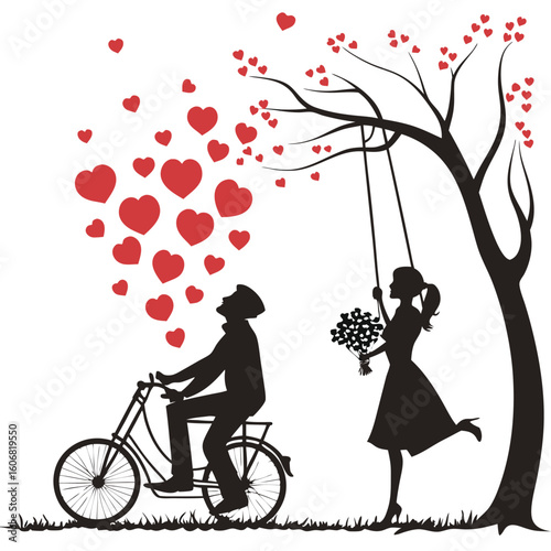 Romantic Couple Kissing Under Heart Tree

