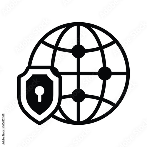 Premium glyph icon of protected secure browser