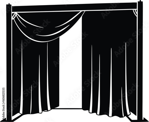  voting booth curtain silhouette vector