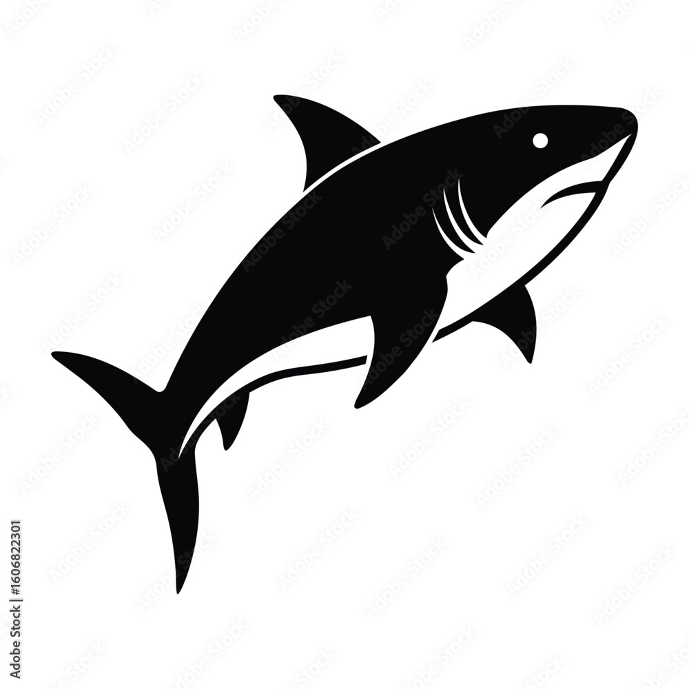 Fototapeta premium Shark Silhouette Icon – Marine Wildlife Illustration