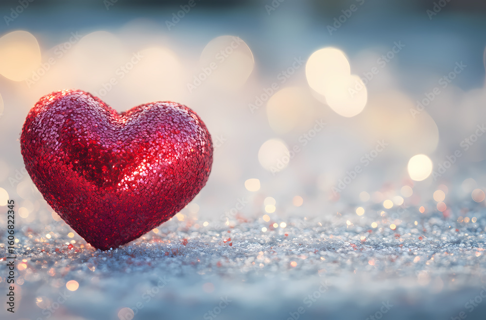 Fototapeta premium A Sparkling Red Heart Representing Love and Connection