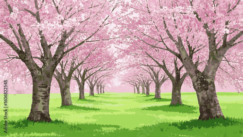 Bloom Drift Cherry blossom tree isolated watercolor vector illustration svg