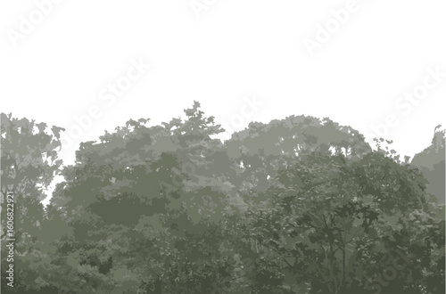 Architectural Drawings, Minimal style cad tree line drawing, Side view, set of section wetland forest outline for landscape design drawing. Vector illustration in seperate element