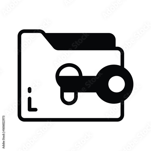 Premium glyph icon of folder access control lock