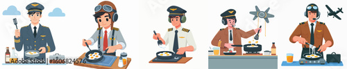 pilot character vector cooking eggs