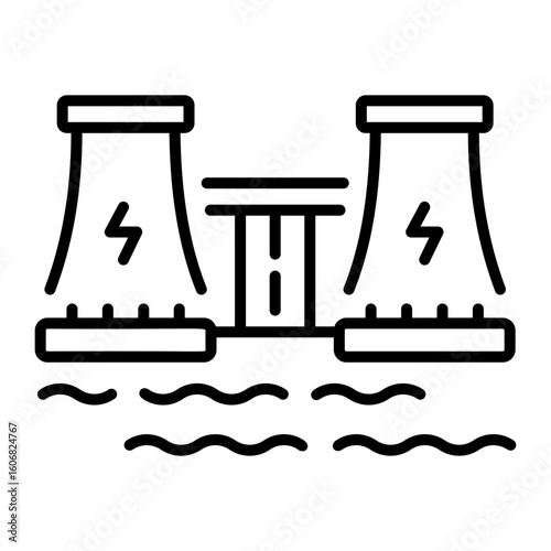 A line style icon showing hydroelectric dam