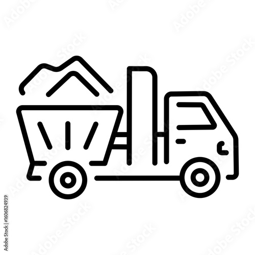 An outline style icon depicting waste dumper