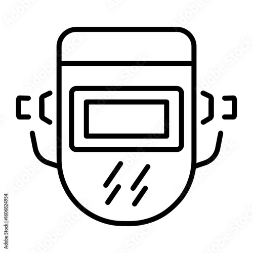 A linear style icon representing welding mask