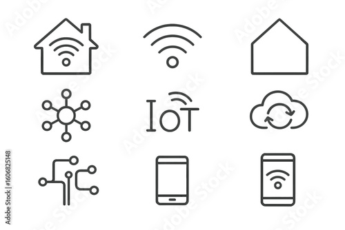 Smart home iot icons: connectivity, network, wireless, technology, cloud computing