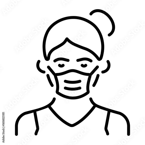 An outline style icon depicting face mask