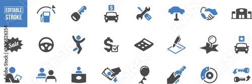 Finance Tools Vector Set – Money, Car, Repair, Investment, Dollar, Budget, Transaction, Wealth, Business, Coins, Currency, Chart, Maintenance, Trade, Icon

