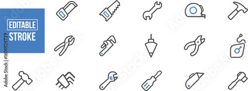 Tool and Maintenance Icon Set – Tools, Repair, Wrench, Equipment, Construction, Work, Fix, Hardware, Build, DIY, Maintenance, Manual, Engineer, Gear, Industrial, Job, Screwdriver, Workshop

