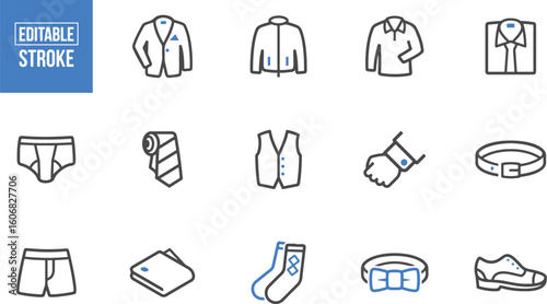 Men’s Fashion Icon Set – Jacket, Coat, Shirt, Suit, Apparel, Clothing, Casual, Formal, Stylish, Wear, Fashion, Outfit, Clothes, Sleeve, Trend, Closet, Wardrobe, Male

