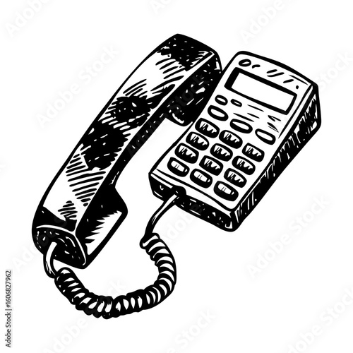 A vintage sketchy style illustration depicting call receiver