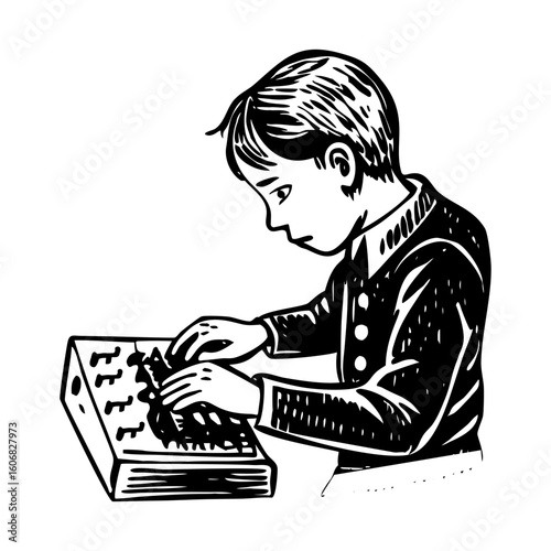 A vintage style illustration showing tapping morse