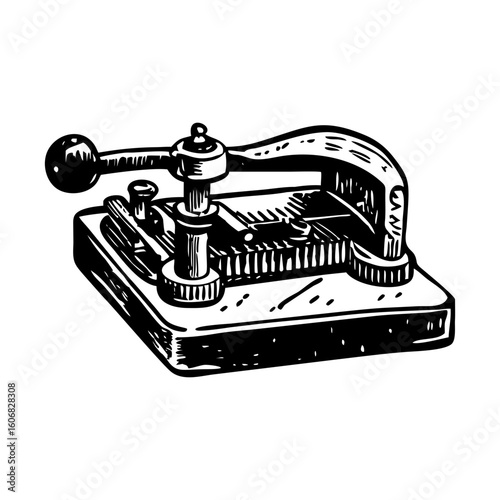 A vintage sketchy style illustration depicting morse device