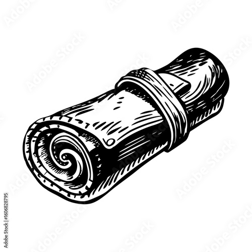 A vintage sketchy style illustration depicting sealed scroll