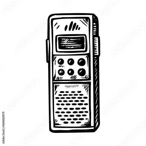 A vintage style illustration showing voice recorder