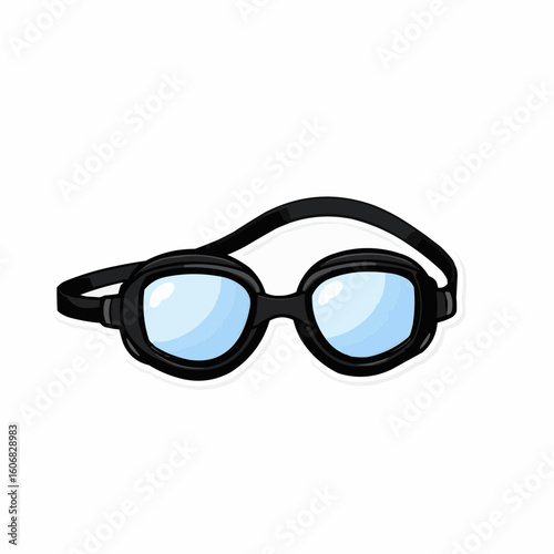 Swimming goggles with black frame and clear lenses  