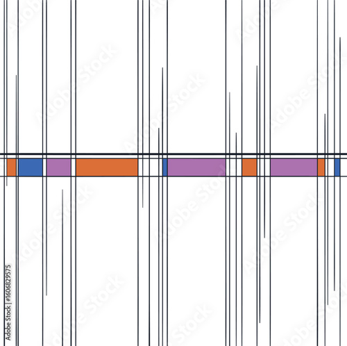 Line texture with vertical stripes that intersect with horizontal lines where there are colored tiles.
