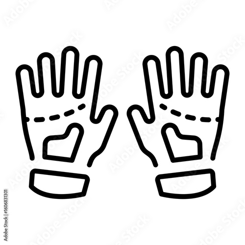 An outline style icon depicting cycling gloves