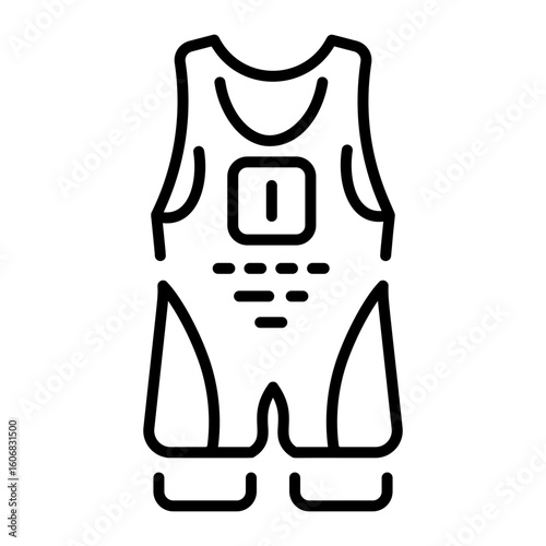 An outline style icon depicting wrestling singlet