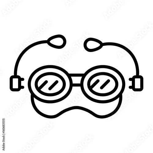 A line style icon showing swim goggles